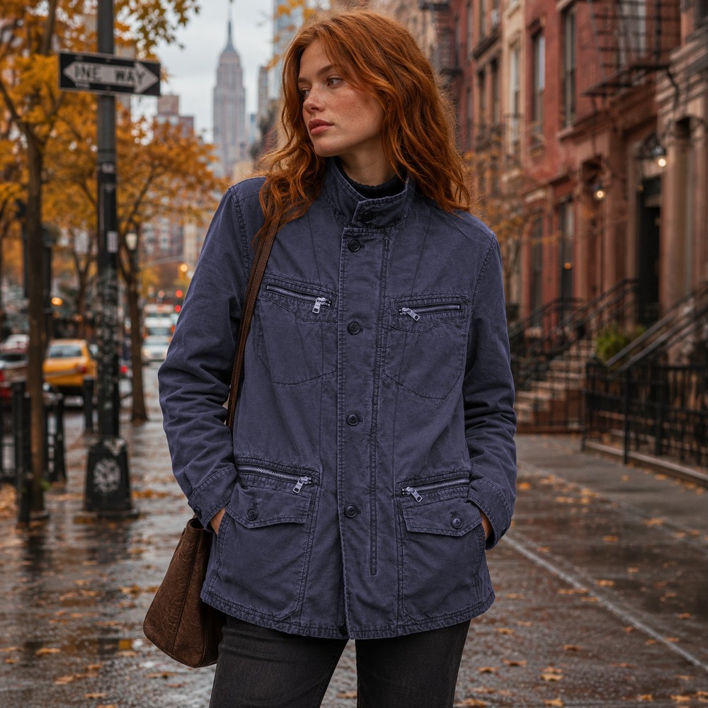 A|X Armani Exchange Women Bomber Jacket Medium Navy Blue Polyester AS-IS Flaw